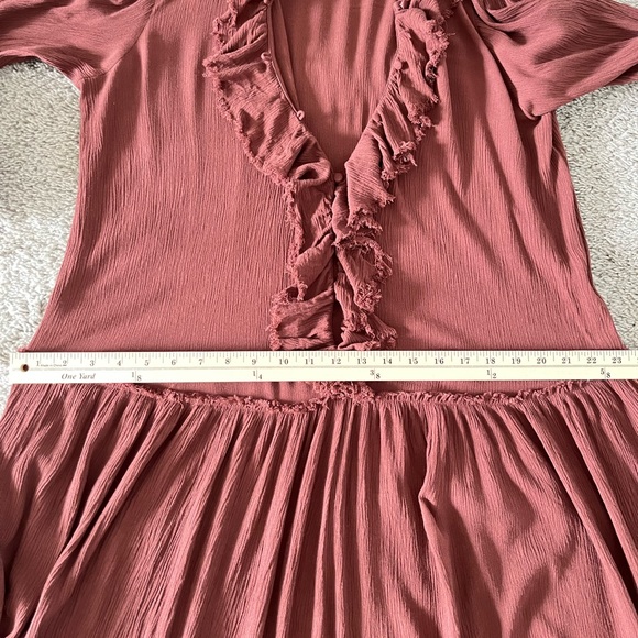 Free People Sweet Darlin Maxi Dress Burgundy Briwb Small Bohemian Ruffle Dress - Picture 3 of 3